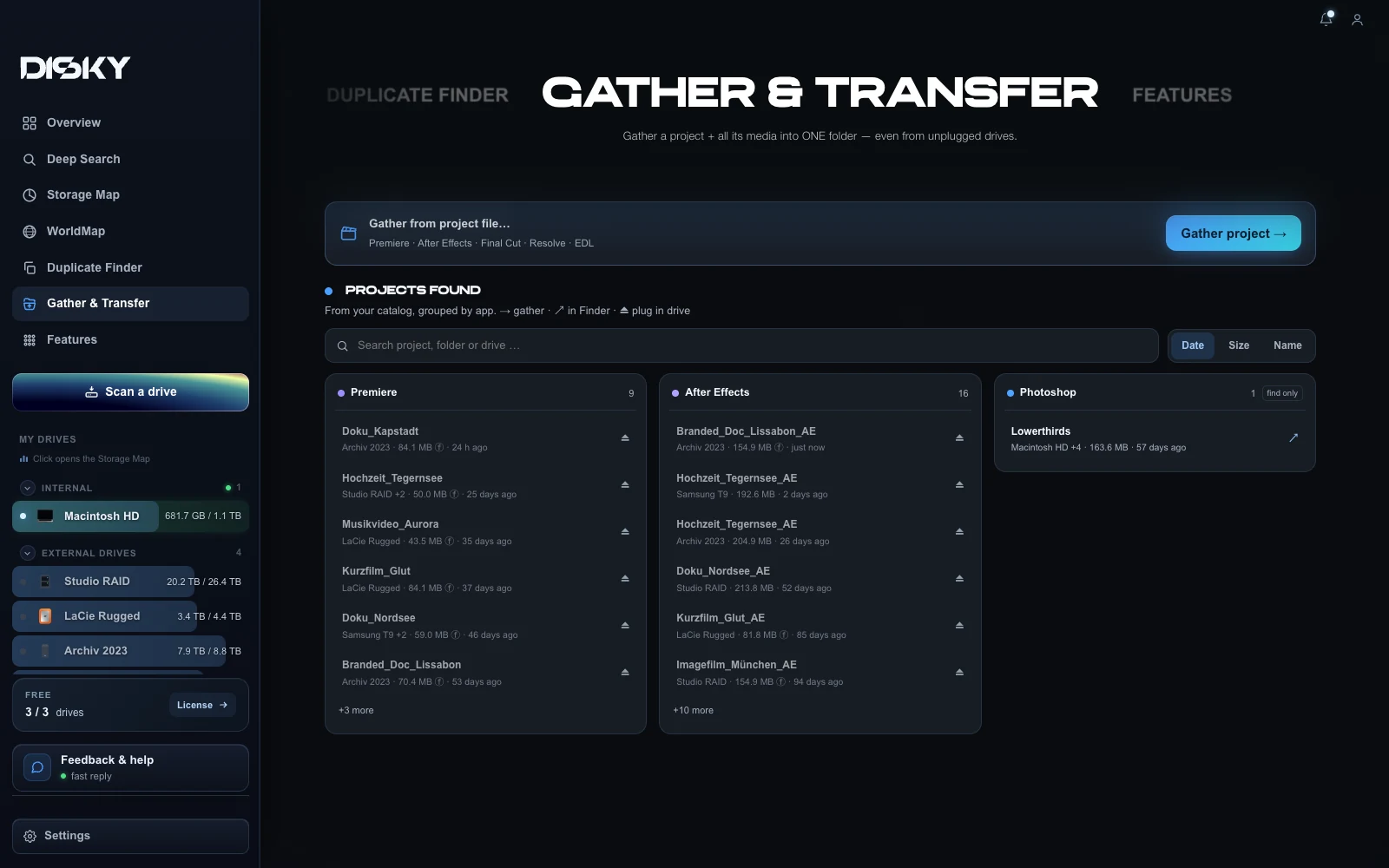 Gather & Transfer — DISKY app