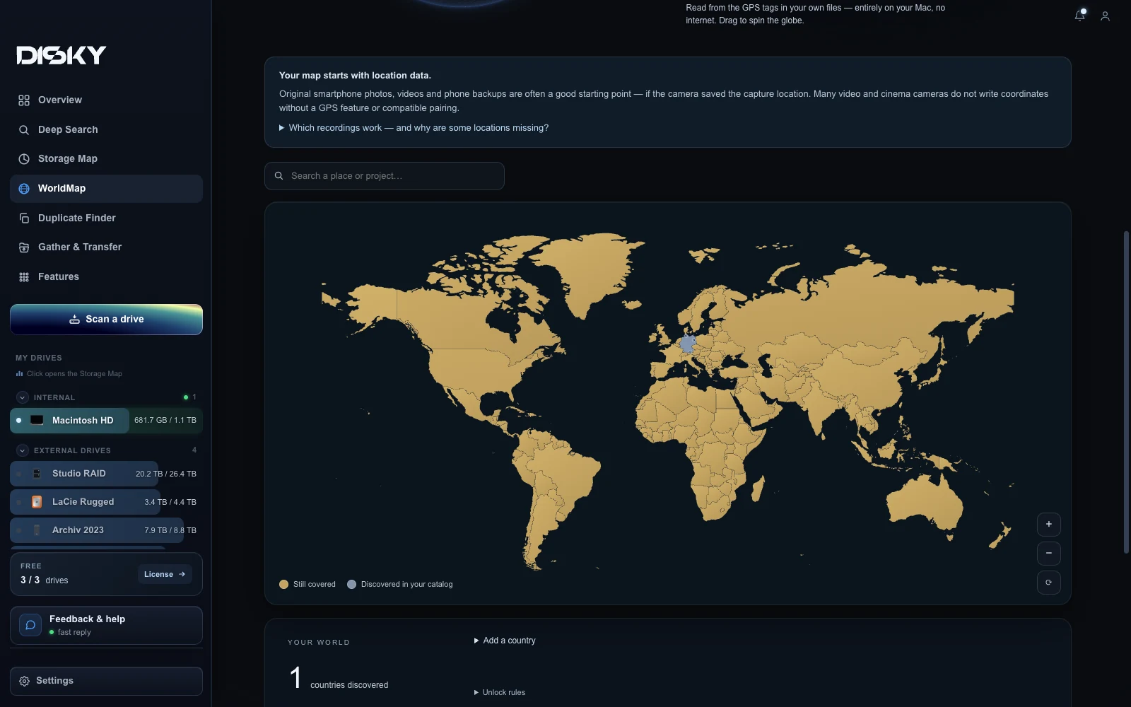 WorldMap — DISKY app
